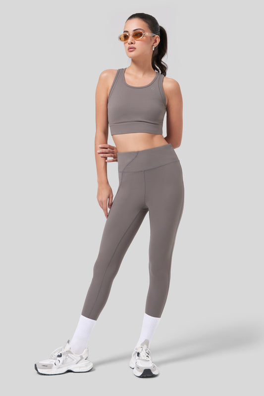 High-Waist Performance Legging - Dark Beige