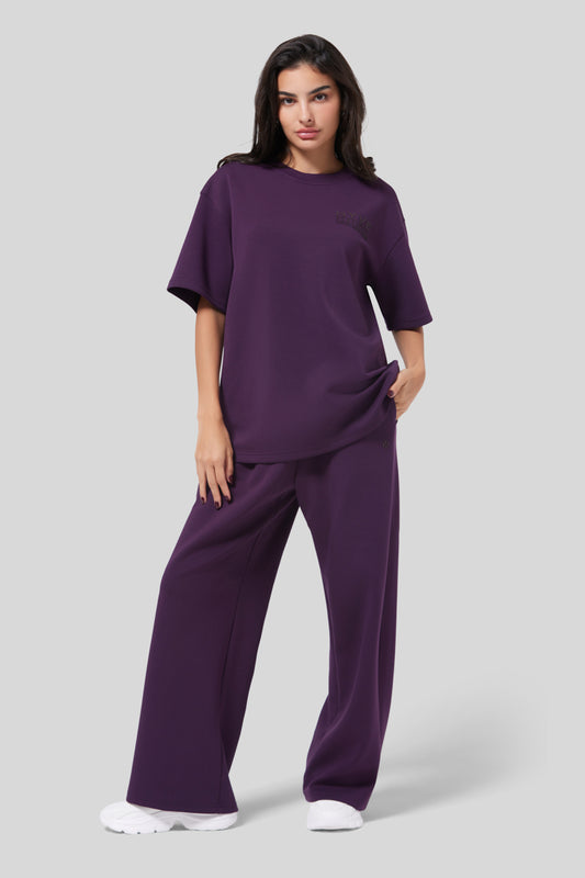 Wide-Leg Comfort Pants - purple