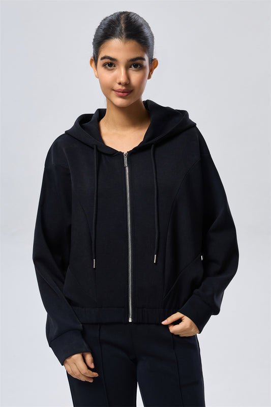 Zip-Up Hoodie - Black