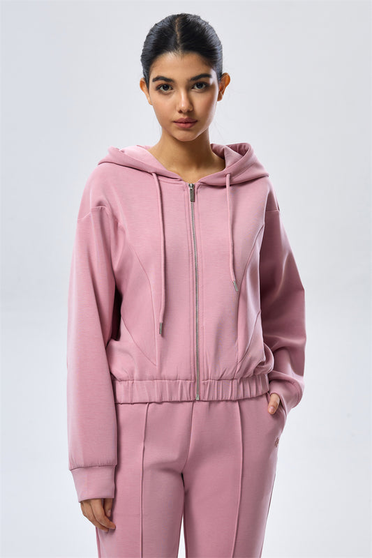 Zip-Up Hoodie - Rose