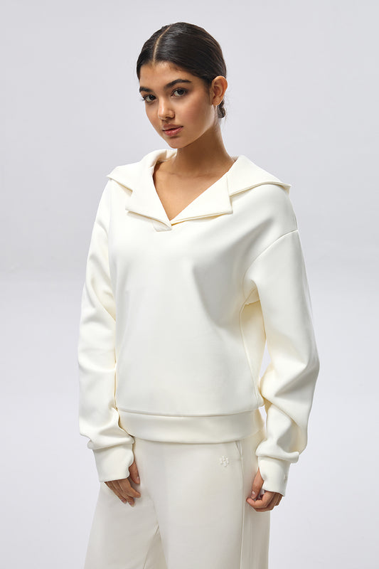 Leisure Lapel Hoodie - Off White