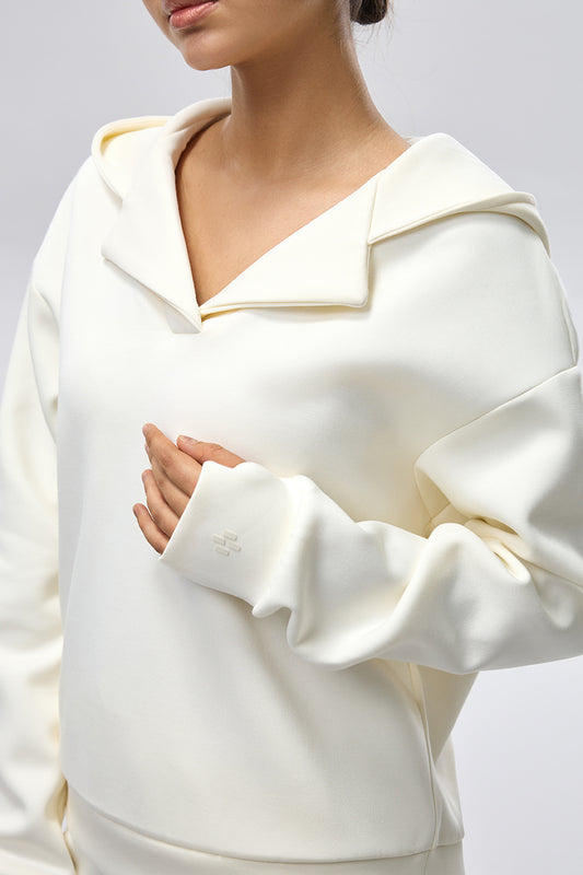 Leisure Lapel Hoodie - Off White