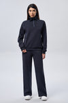 Leisure Ribbed Panel Pants - Navy