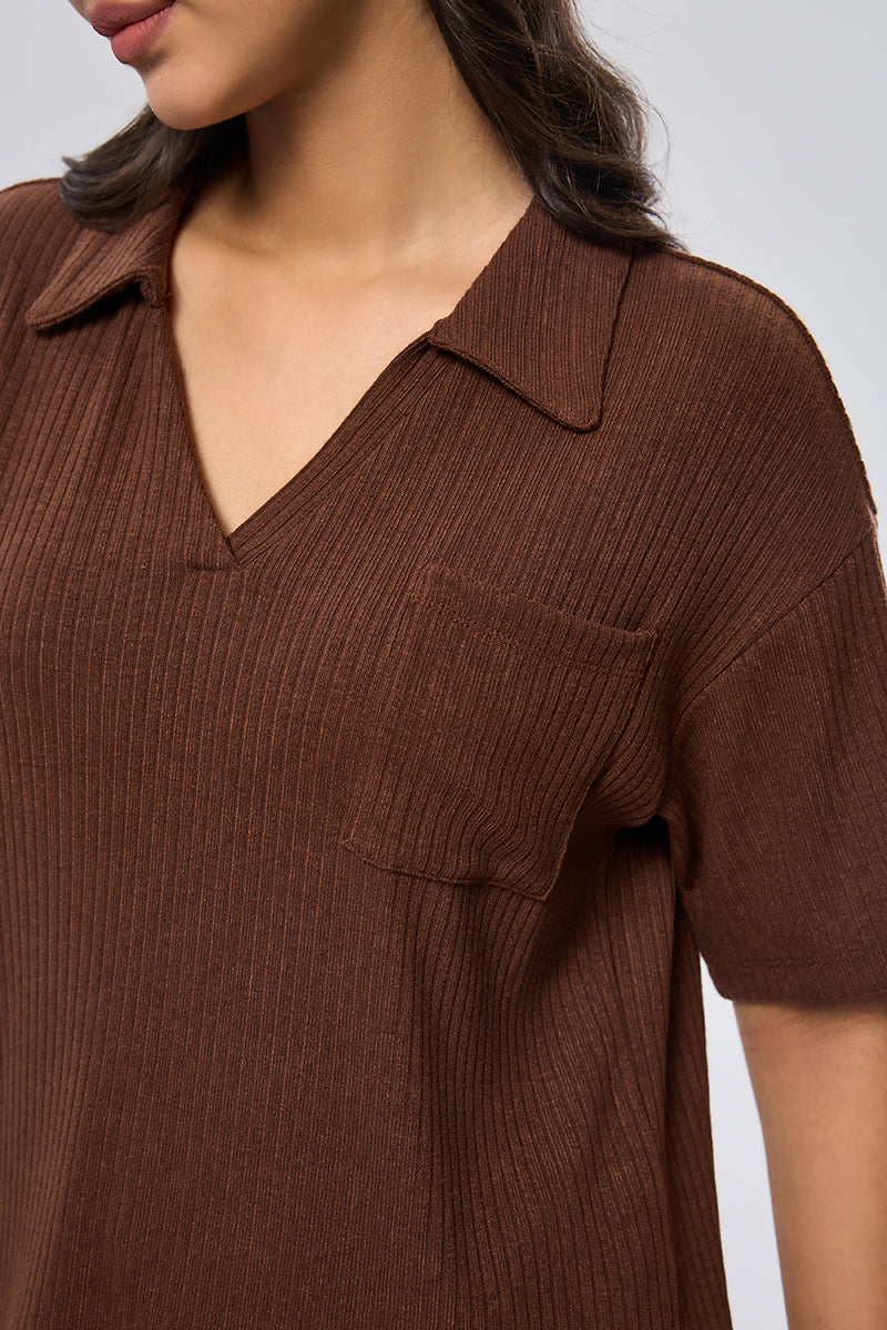 Buy now Relax Half Sleeve Collared T-Shirt for Women Online | HYVE