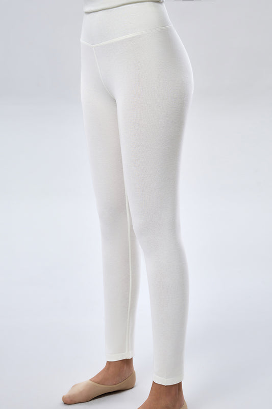 Thermal Cashmere High Waist Leggings  - White