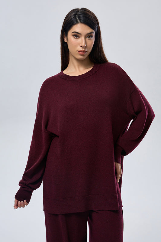 Cashmere Crew Neck Sweater - Maroon