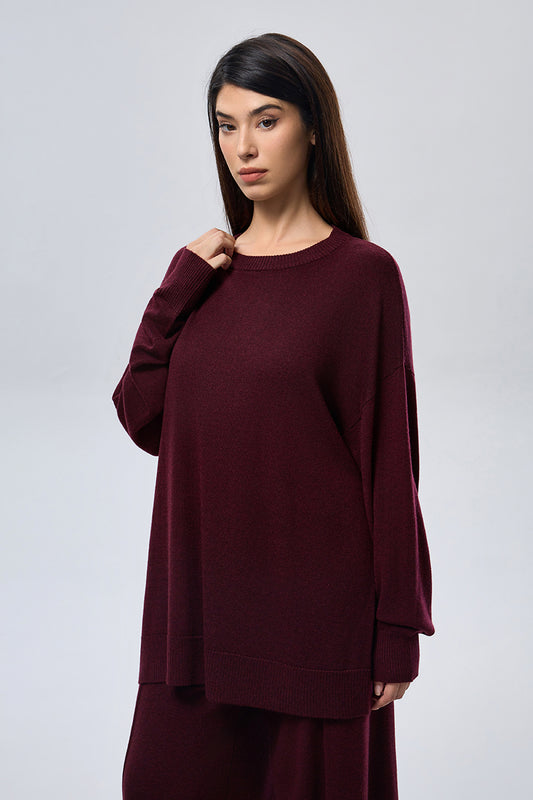 Cashmere Crew Neck Sweater - Maroon