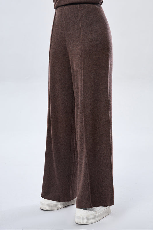 Cashmere Wide Leg Pants - Brown