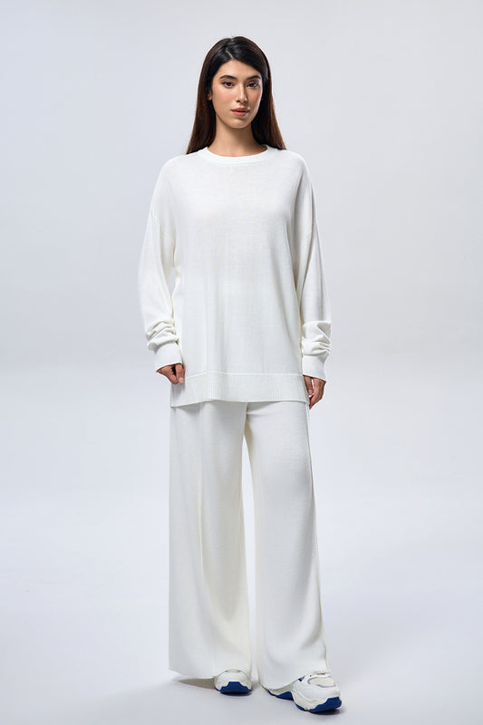 Cashmere Wide Leg Pants - White