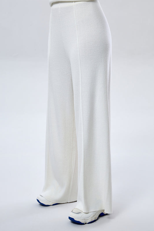 Cashmere Wide Leg Pants - White