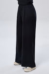 Knit Pleated Wide Leg Pants - Black