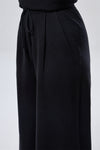 Knit Pleated Wide Leg Pants - Black