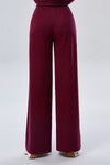 Knit Pleated Wide Leg Pants - Maroon