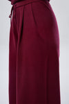 Knit Pleated Wide Leg Pants - Maroon