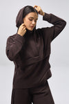 Placketed Leisure Hoodie - Espresso