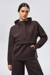 Placketed Leisure Hoodie - Espresso