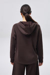 Placketed Leisure Hoodie - Espresso