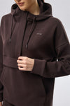 Placketed Leisure Hoodie - Espresso