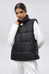 Lightweight Padded Vest with Relaxed Fit - Black