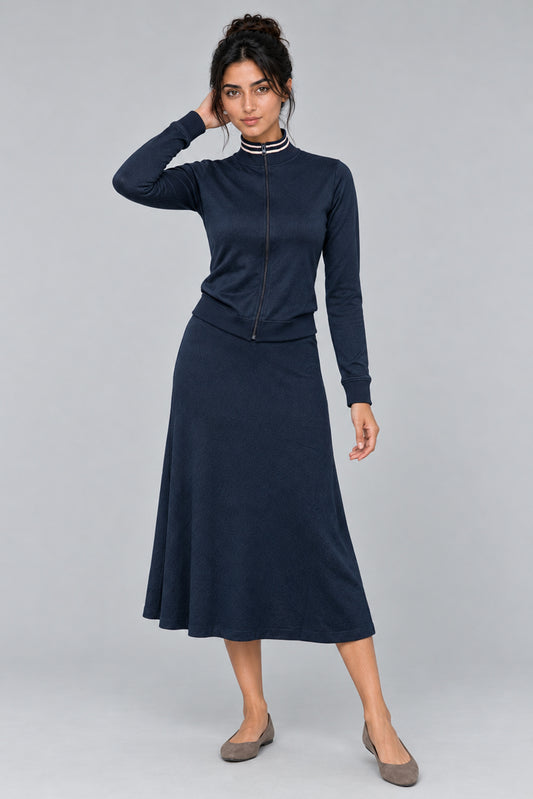 Flared Midi Skirt with Elastic Waist