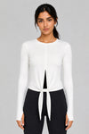 Tie-Front Long Sleeve Top