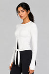 Tie-Front Long Sleeve Top