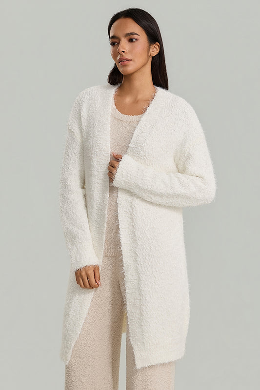 Long Open-Front Knit Cardigan