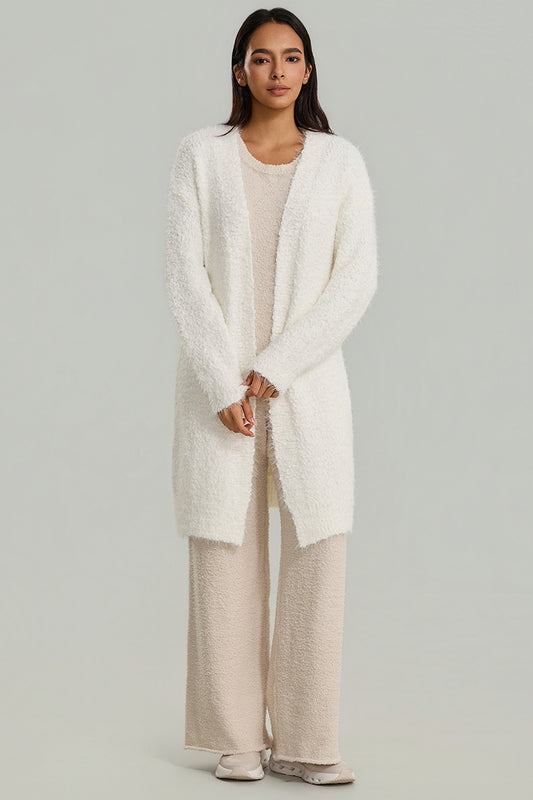 Long Open-Front Knit Cardigan